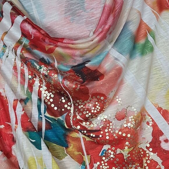 Style & Co Multi Color Scoop Neck Blouson Top - Picture 7 of 11